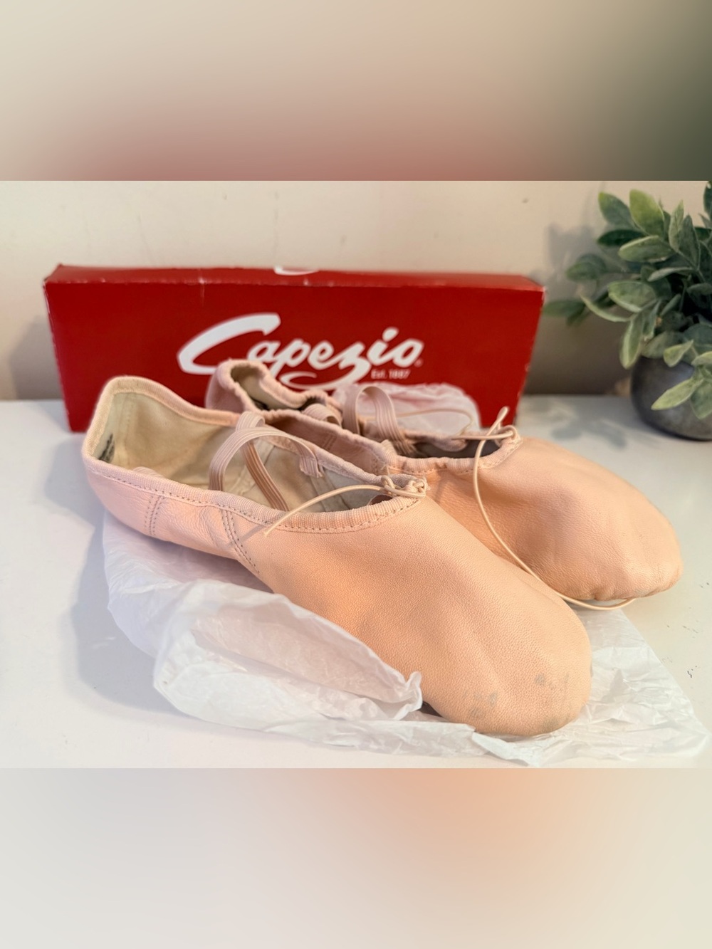 Capezio Pink Leather Ballet Shoes Size 8W